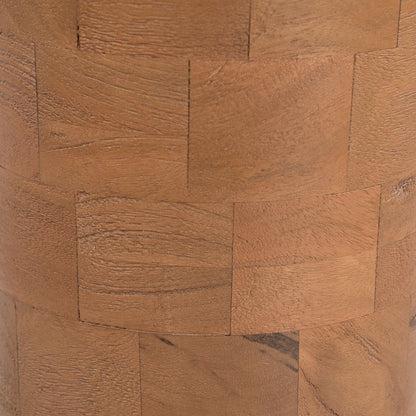 Kleiner Beistelltisch Zoe von lefurn.de mit rundem Holzdesign und schwarzem Metallgestell, ideal für Wohnzimmer oder Schlafzimmer