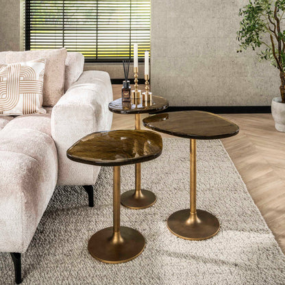 Goldener Beistelltisch Eclipse S von lefurn.de mit modernem Design und eleganter runder Tischplatte.