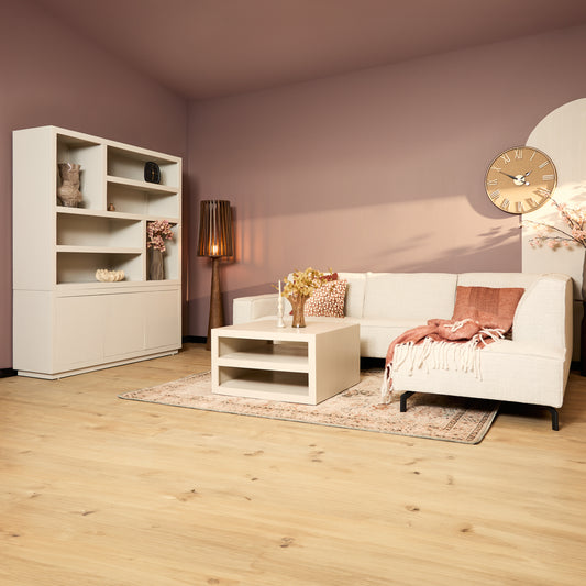 Buffetschrank Brussel Sand von lefurn.de, stilvoller Schrank mit Sandfarbenem Finish, praktische Staumöglichkeit, modernes Design.