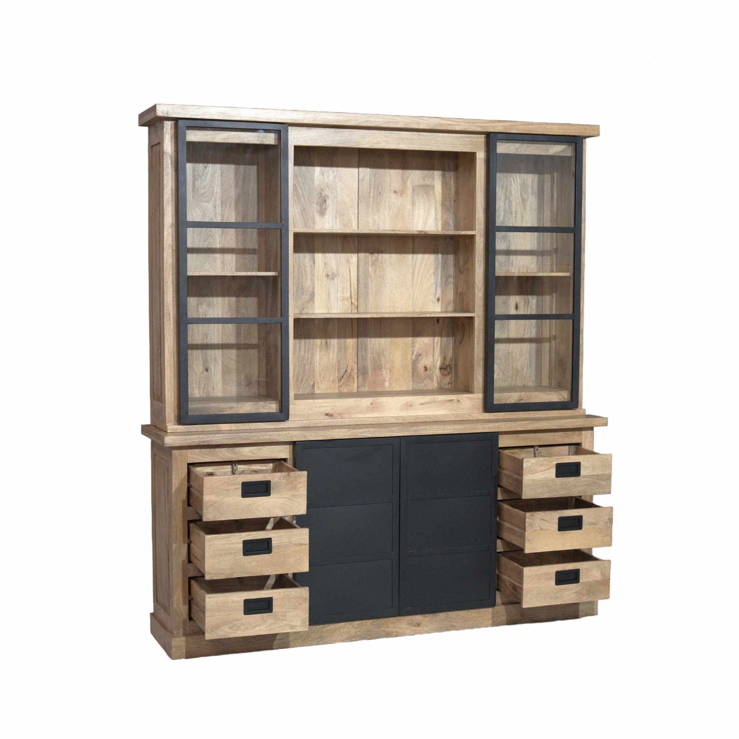 Buffetschrank Noa 200 von lefurn.de, moderner Holzbuffet mit Stauraum und eleganter Oberfläche, im Wohnzimmer platziert.
