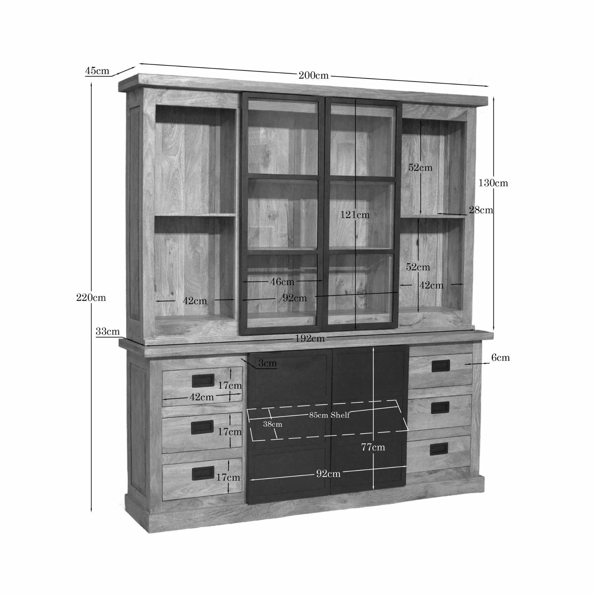 Buffetschrank Noa 200 von lefurn.de, dunkelbraun mit stilvollen Schubladen und Türen, modernes Esszimmermöbel