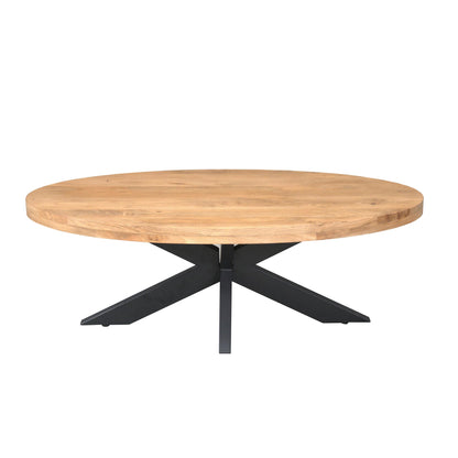 Ovale Couchtisch Dakota von lefurn.de aus Holz mit eleganter Oberfläche und modernem Design, ideal für das Wohnzimmer.