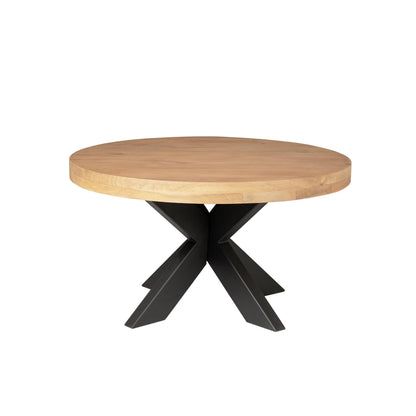 Runder Couchtisch Dakota von lefurn.de aus dunklem Holz mit stabilem Design und großzügiger Oberfläche.