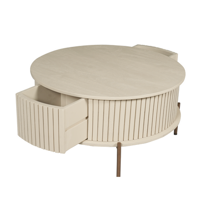Couchtisch Madison Sand von lefurn.de mit modernem Design aus hellem Sandfarbenem Holz, ideal für Wohnzimmer.