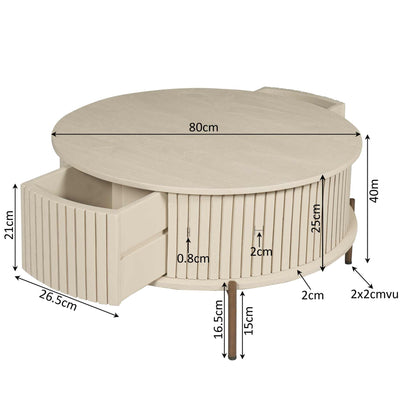 Moderner Couchtisch Madison Sand von lefurn.de mit hellem Sand-Finish und elegantem Design, ideal für das Wohnzimmer.