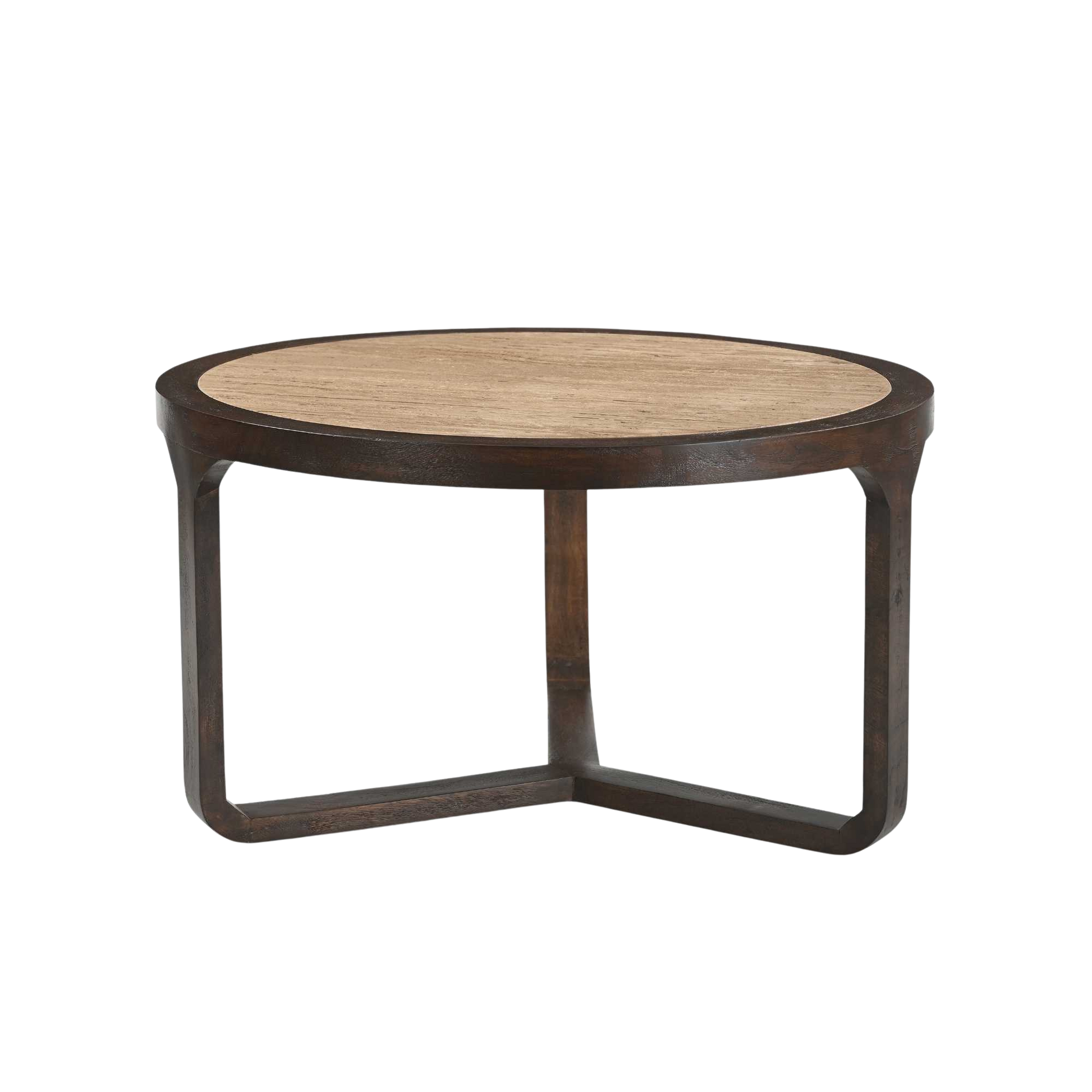 Moderner Couchtisch Morris 75 aus Holz mit schlichtem Design, präsentiert auf einem hellen Wohnzimmerboden.