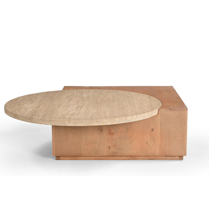 Heller Couchtisch Numa 103 von lefurn.de mit Holzoberfläche und modernem Design, Blick auf die Tischplatte und Beine