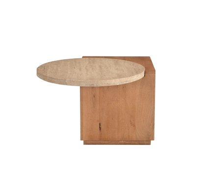 Moderner Couchtisch Numa 60 von lefurn.de mit Holzoberfläche und stabilem Design, ideal für Wohnzimmer.
