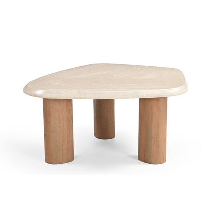 Heller Couchtisch Nuvé 84 aus Holz mit modernem Design, sichtbare Holzmaserung, auf glattem Boden stehend