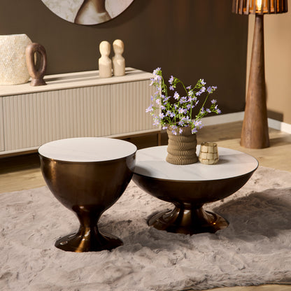 Moderner Couchtisch Set Ava von lefurn.de mit hellem Holzdesign und quadratischer Form, ideal für Wohnzimmermöbel.