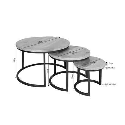 Moderner Couchtisch Set Dakota von lefurn.de mit hellem Holzdesign und eleganter Oberfläche, ideal für Wohnzimmerdekoration.
