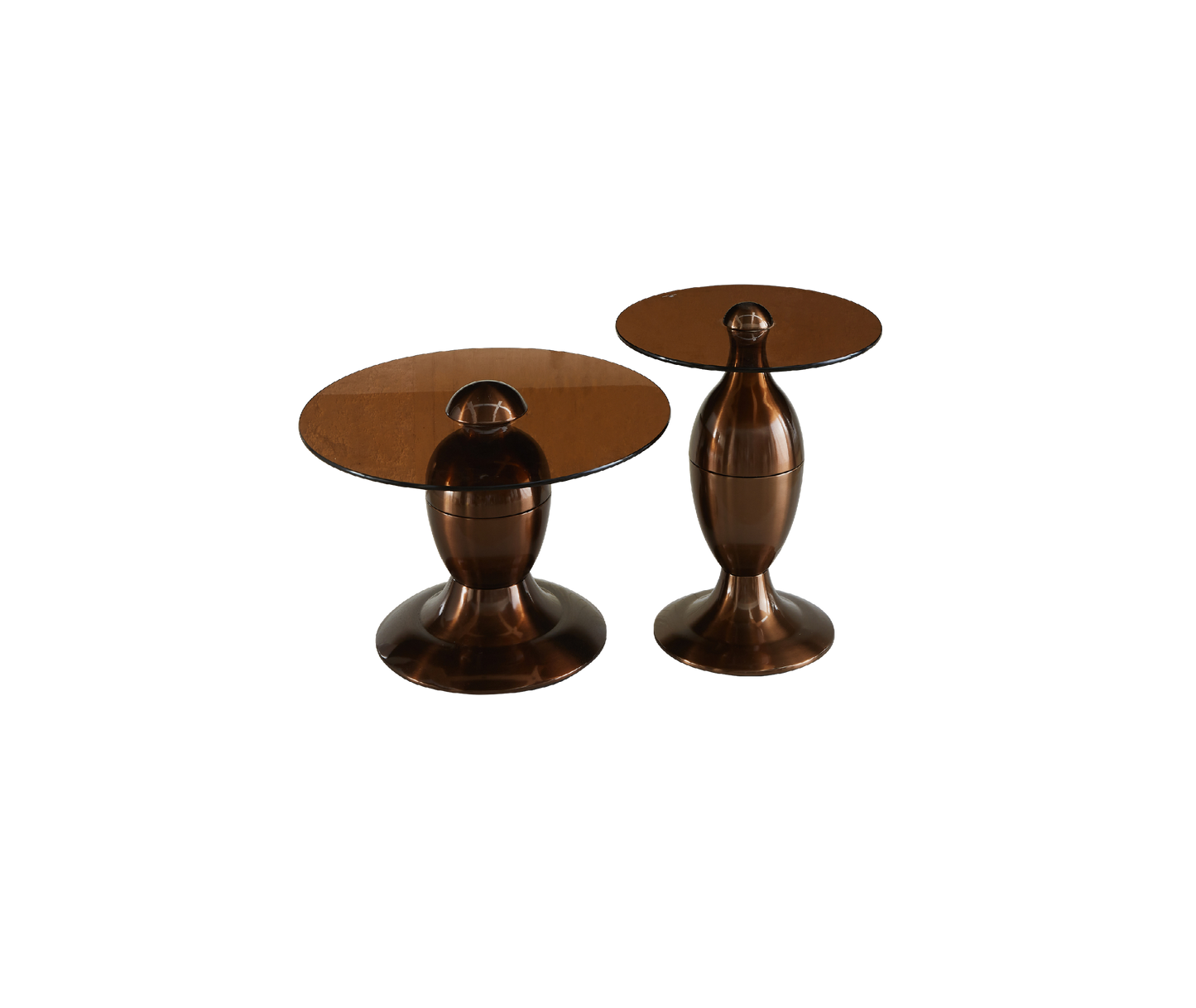 Couchtisch-Set June von lefurn.de mit zwei modernen, eleganten Beistelltischen aus Holz und Metall, ideal für Wohnzimmer.