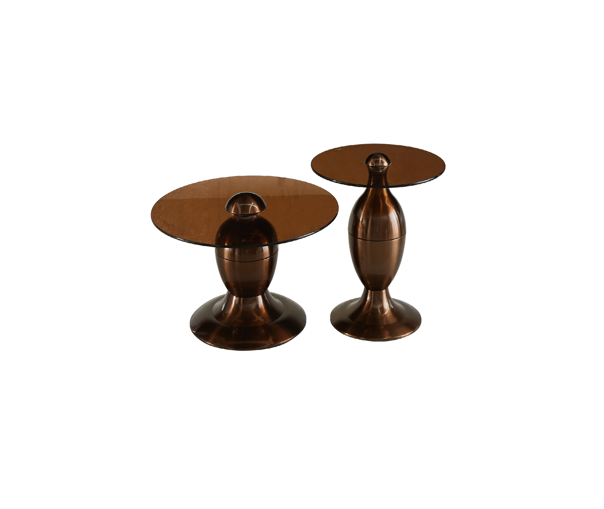 Couchtisch-Set June von lefurn.de mit zwei modernen, eleganten Beistelltischen aus Holz und Metall, ideal für Wohnzimmer.