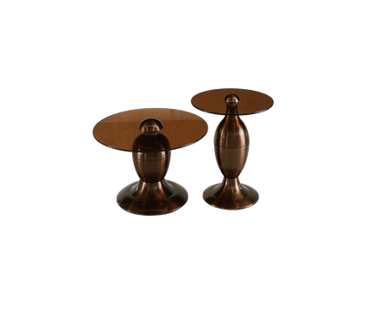 Couchtisch-Set June von lefurn.de mit zwei modernen, eleganten Beistelltischen aus Holz und Metall, ideal für Wohnzimmer.