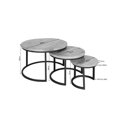 Moderner Couchtisch im Set Madison Sand, helle Holzoptik, minimalistisch gestaltet, von lefurn.de, für gemütliche Wohnzimmer.