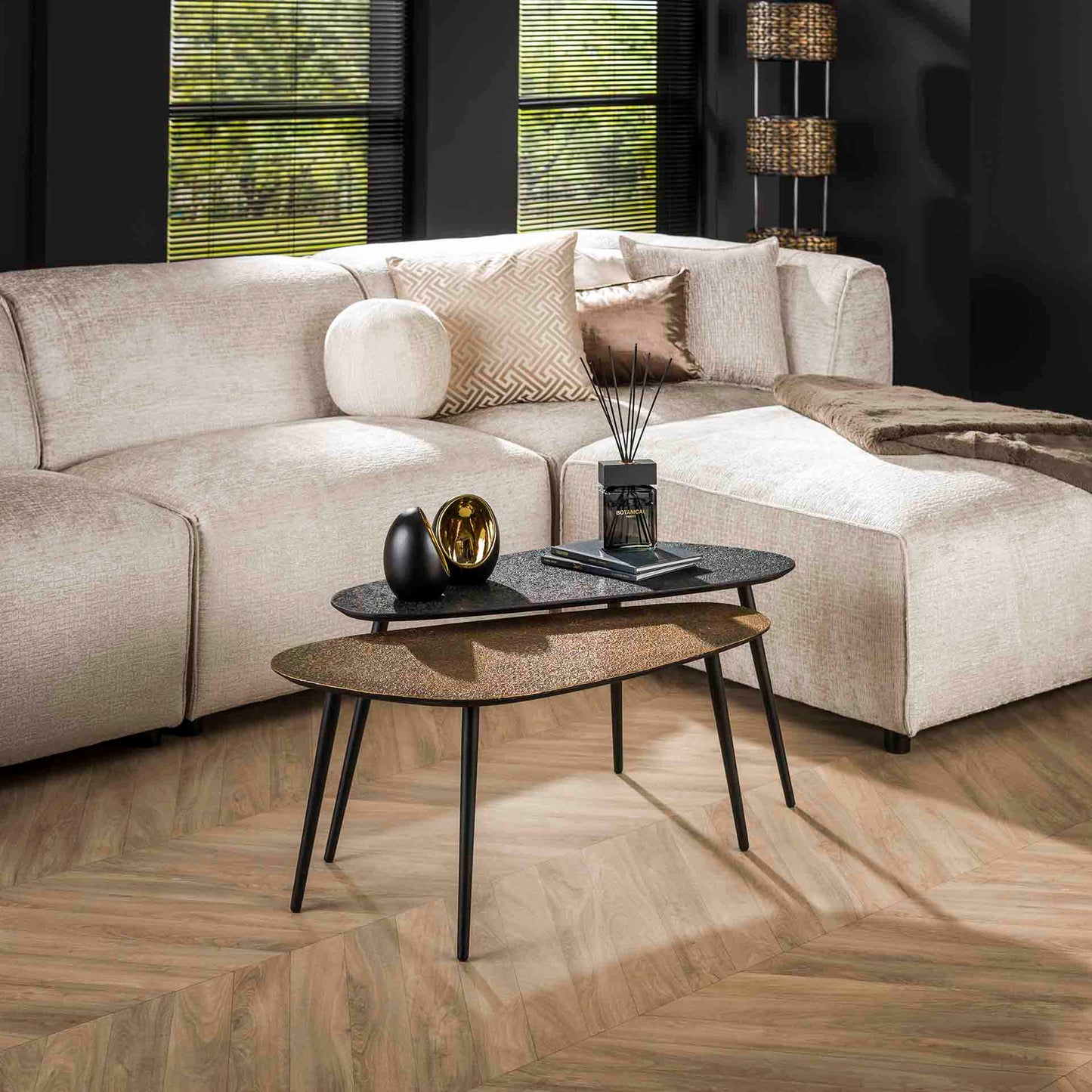 Metall Couchtisch Set im Nierenform,