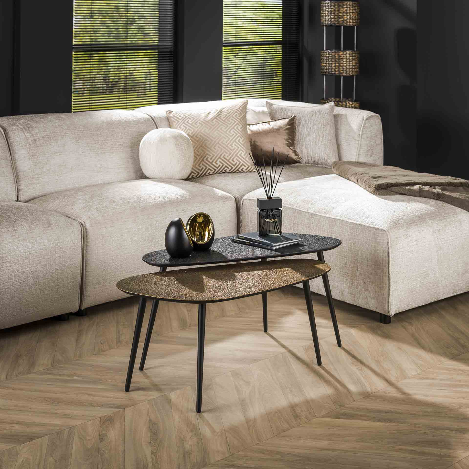 Metall Couchtisch Set im Nierenform,