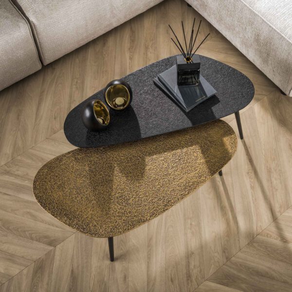 Metall Couchtisch Set in Nierenform