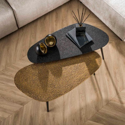 Metall Couchtisch Set in Nierenform