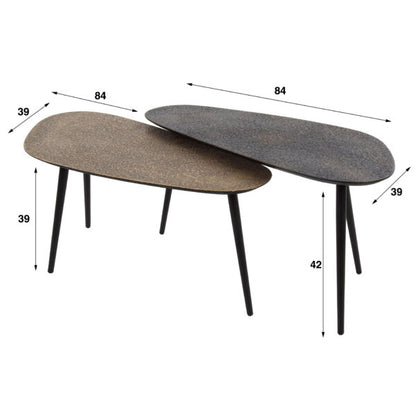 Metall Couchtisch Set in Nierenform