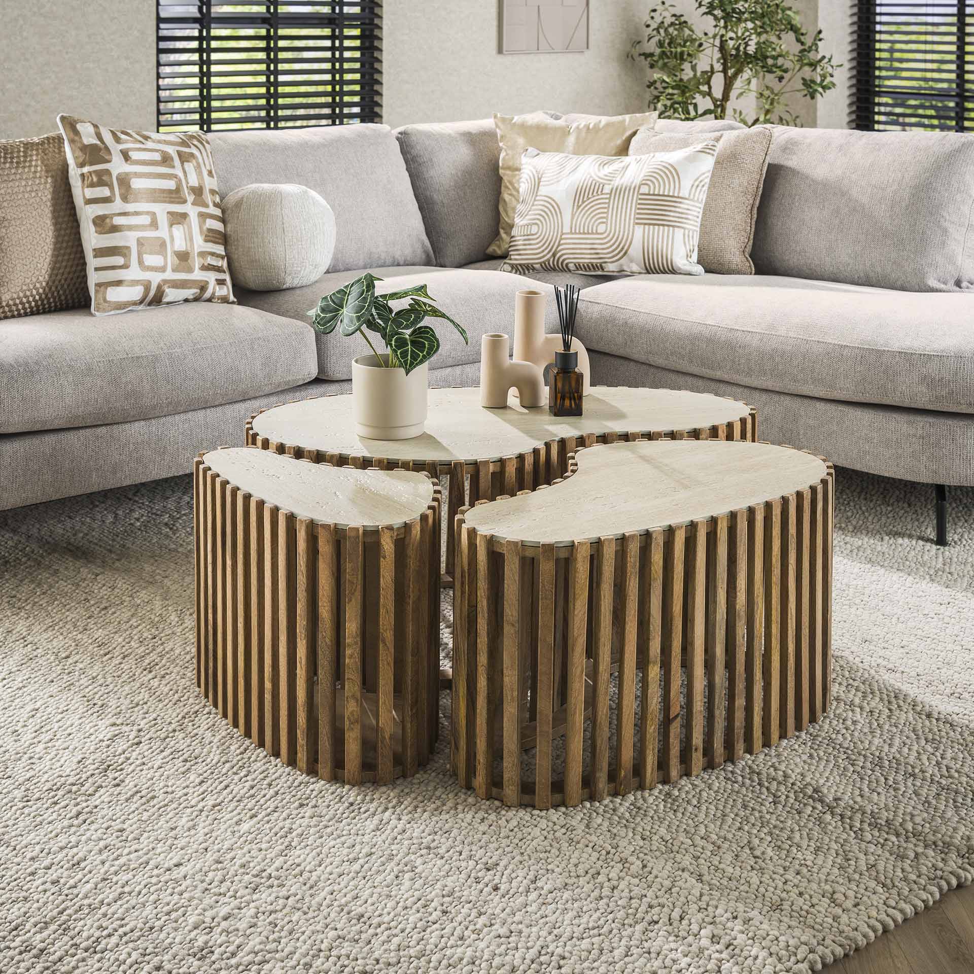 Couchtisch Set Nuovo Travertin - lefurn.de