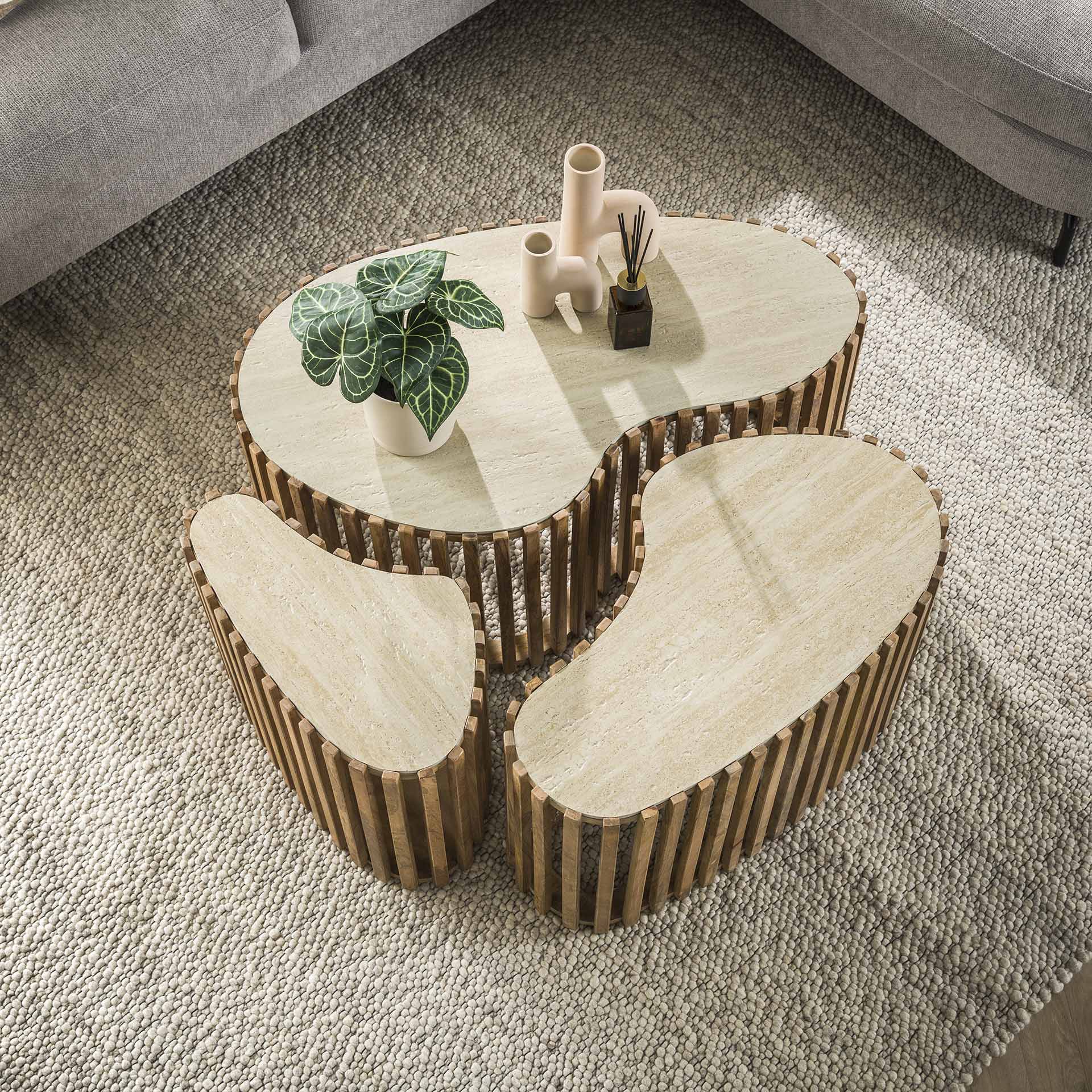 Couchtisch Set Nuovo Travertin - lefurn.de