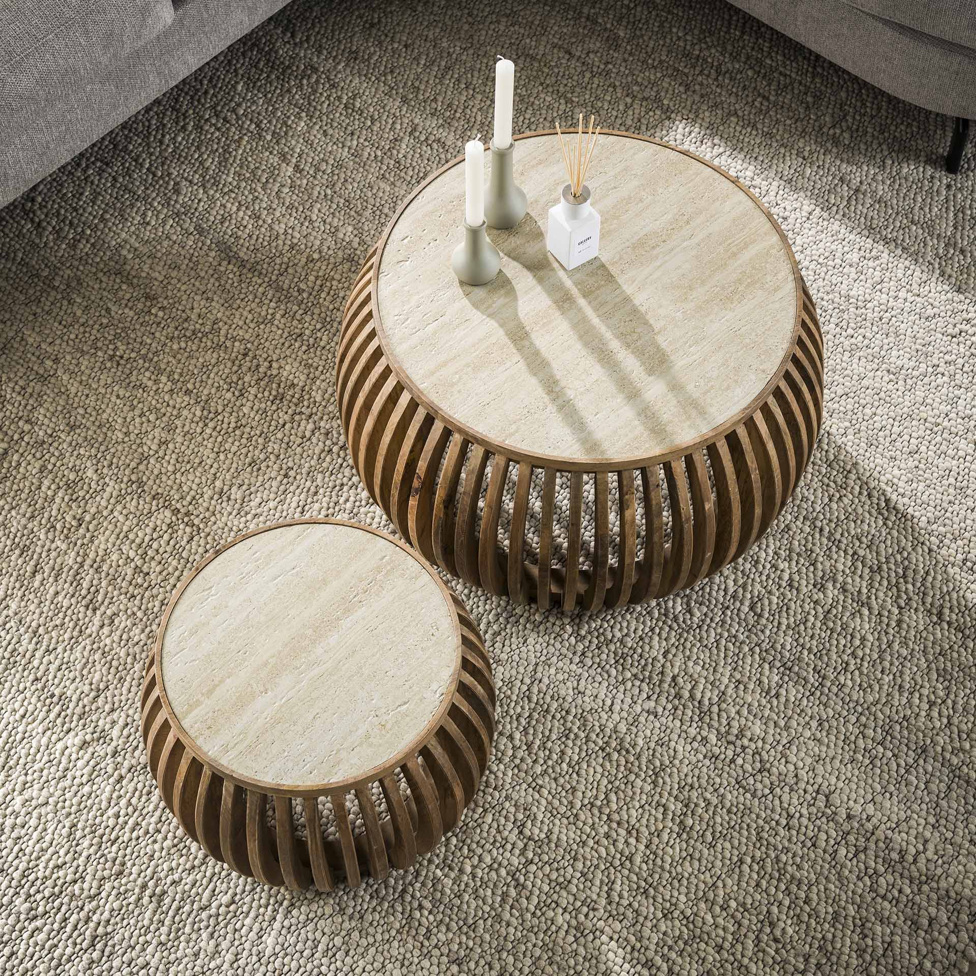 Couchtisch Set Nuovo Travertin Curve - lefurn.de