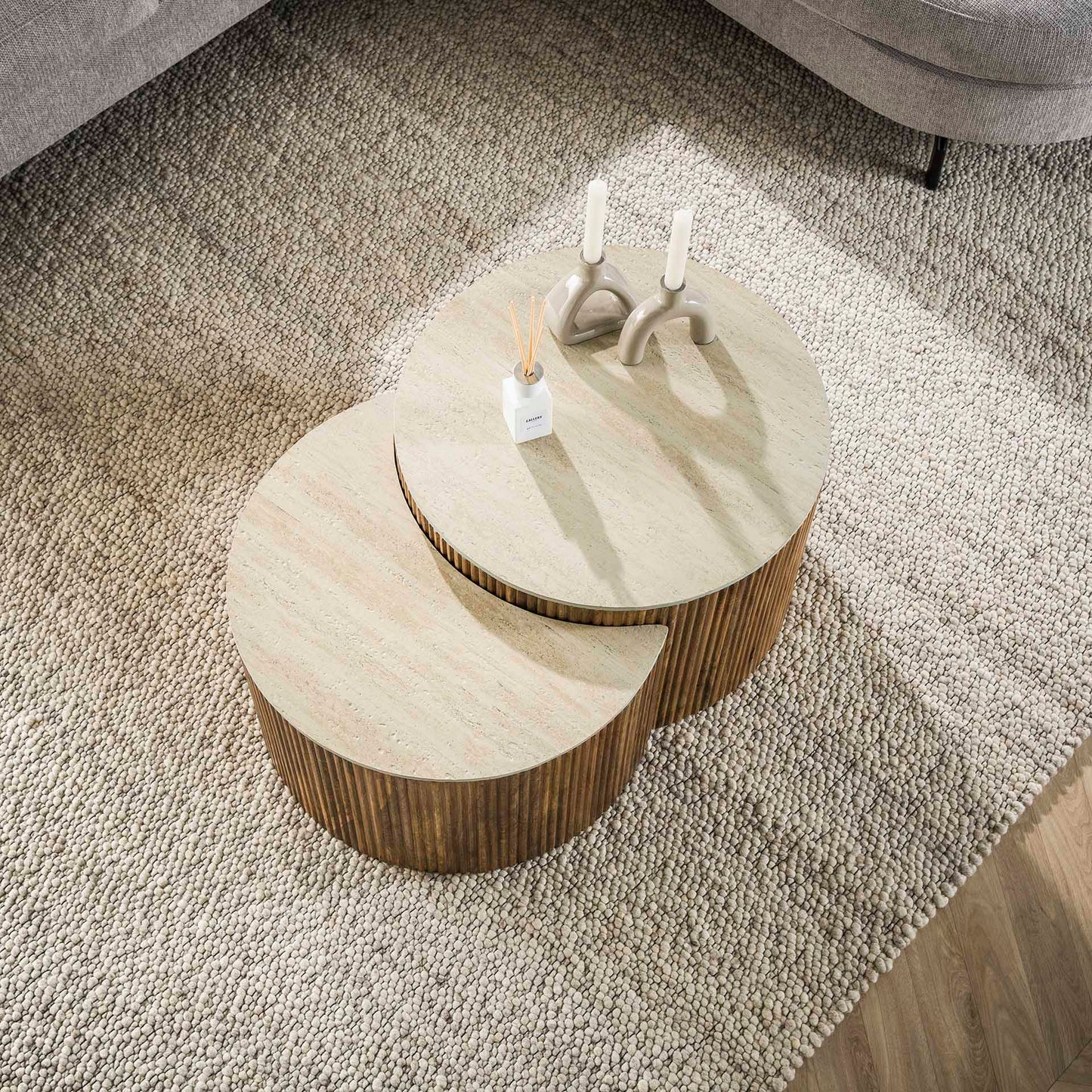 Couchtisch Set Nuovo Travertin Sphere von lefurn.de