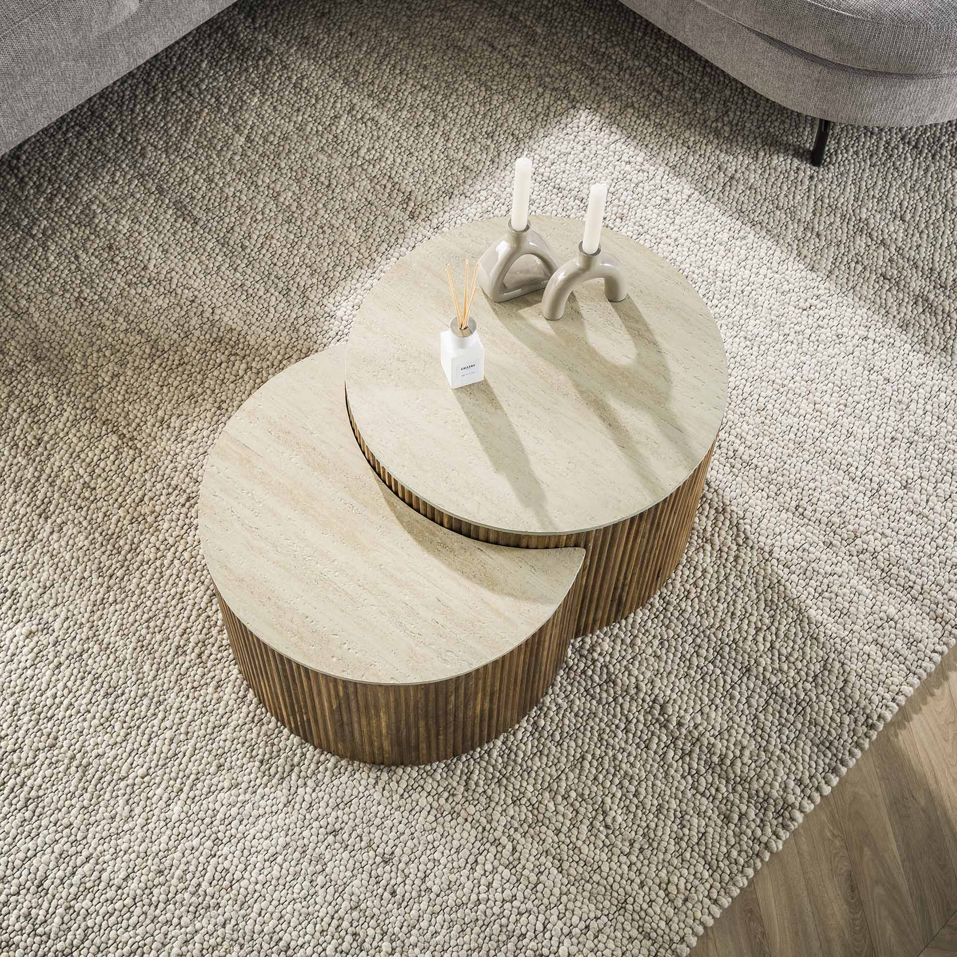 Couchtisch Set Nuovo Travertin Sphere von lefurn.de
