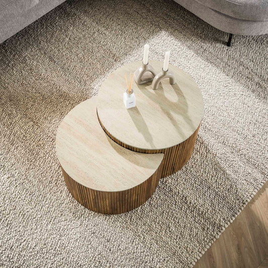 Couchtisch Set Nuovo Travertin Sphere von lefurn.de