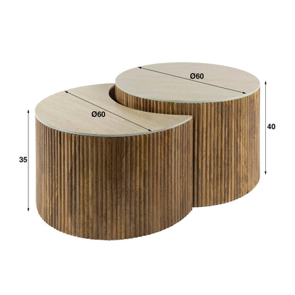 Couchtisch Set Nuovo aus Travertin mit Sphere-Design, eleganter Beistelltisch von lefurn.de, sichtbare Oberflächen und stilvolles Design