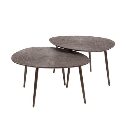 Couchtisch Set Ray Leaf von lefurn.de mit modernem Design und nachhaltiger Holzoptik, ideal für das Wohnzimmer.