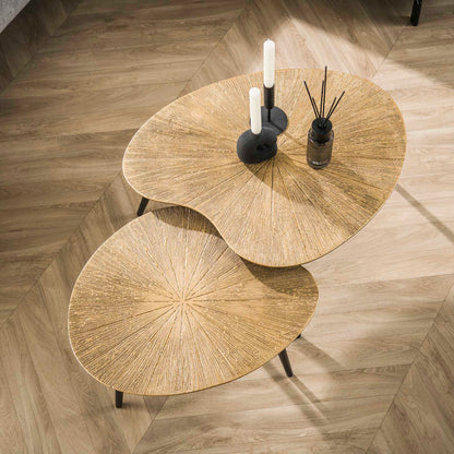 Couchtisch Set Ray Niere von lefurn.de, modernes Design, aus Holz und Metall, ideal für Wohnzimmer, klare Linien und stilvolle Optik