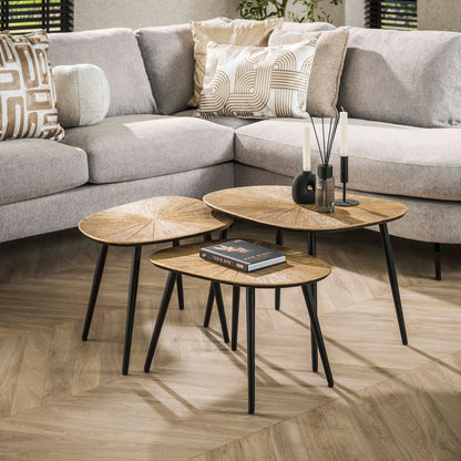 Couchtisch Set Ray Viereck von lefurn.de, quadratisch, modernes Design, aus Holz und Metall, ideal für Wohnzimmer.