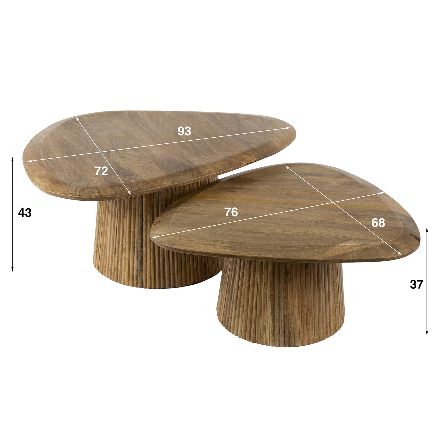 Dreiteiliges Couchtisch-Set Wave Dreieck von lefurn.de 