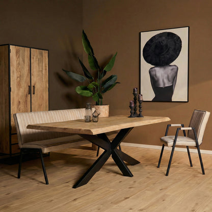 Esstisch Dakota Baumkante von lefurn.de, rechteckiger Esstisch aus Holz mit natürlicher Baumkante, 160x90 cm.