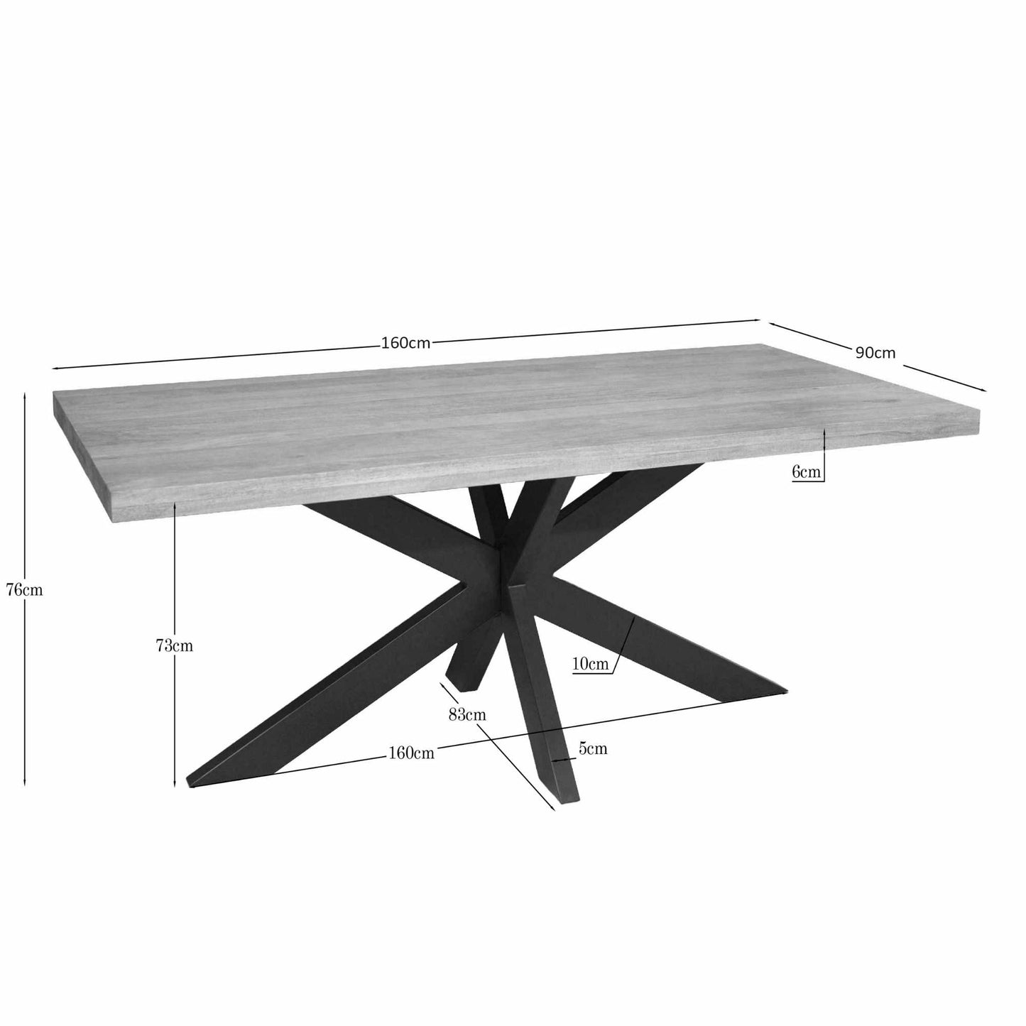 Großer Esstisch Dakota von lefurn.de aus Holz mit rechteckigem Design, 160x90 cm, elegantes Möbelstück für den Essbereich