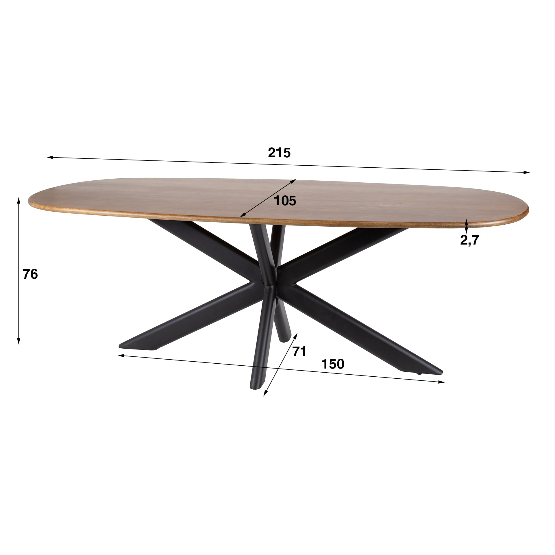 Großer Esstisch Cliff von lefurn.de mit 215 cm Länge, Holzoptik, moderner Design, ideal für Esszimmer und Familienessen