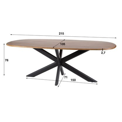 Großer Esstisch Cliff von lefurn.de mit 215 cm Länge, Holzoptik, moderner Design, ideal für Esszimmer und Familienessen