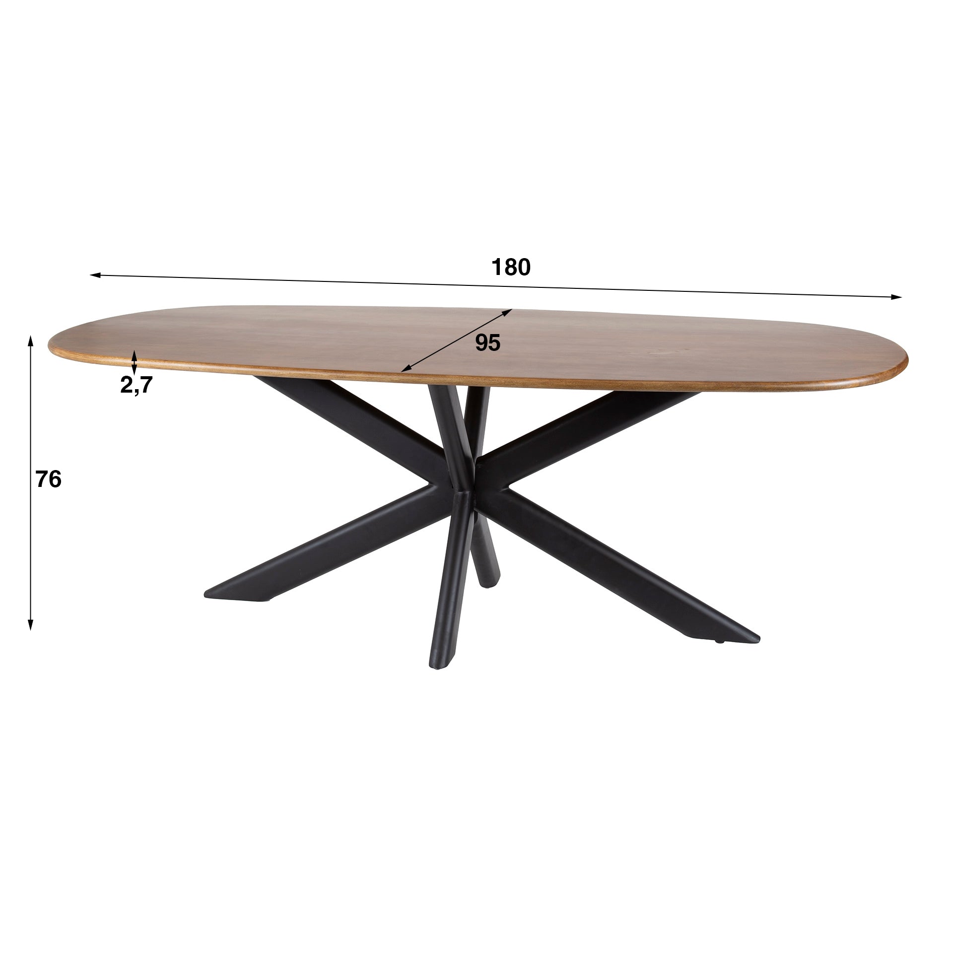 Großer Esstisch Cliff von lefurn.de, 215 cm lang, aus Holz mit modernem Design für gemütliche Esszimmer.