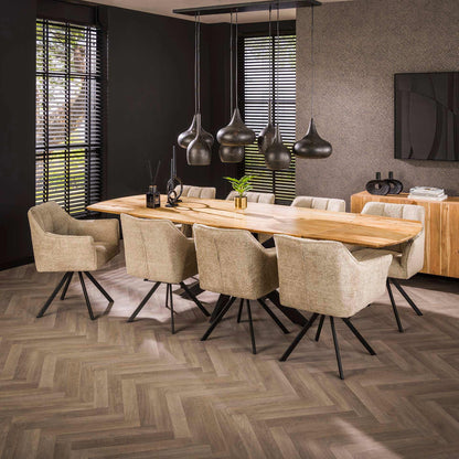 Ausziehbarer Esstisch von lefurn.de mit Holzoberfläche und modernem Design, ideal für flexible Essbereiche.