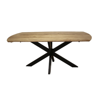 Ausziehbarer Esstisch von lefurn.de mit hellem Holz und modernem Design, zeigt den Tisch in ausgezogener und geschlossener Position.