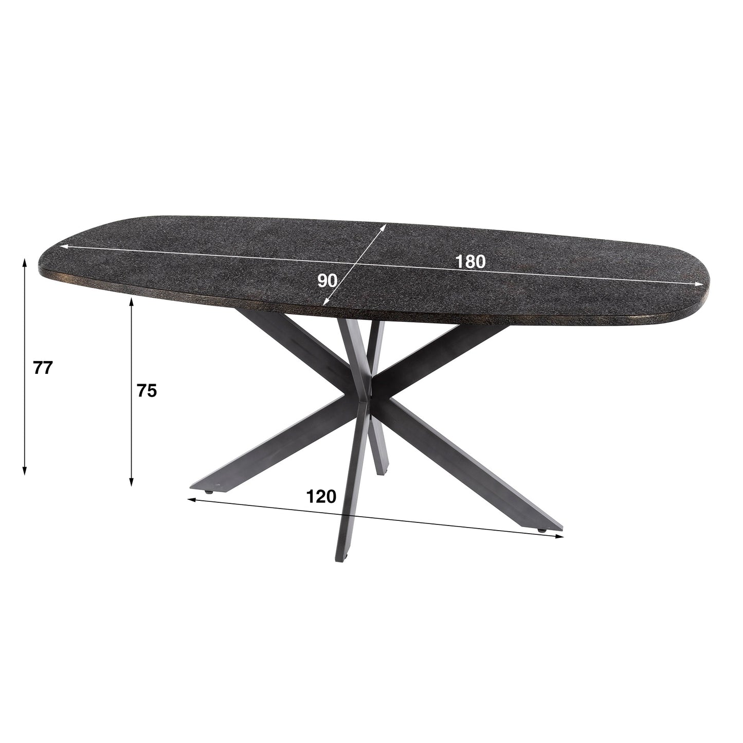 Moderner metallic Esstisch 180 cm von lefurn.de 