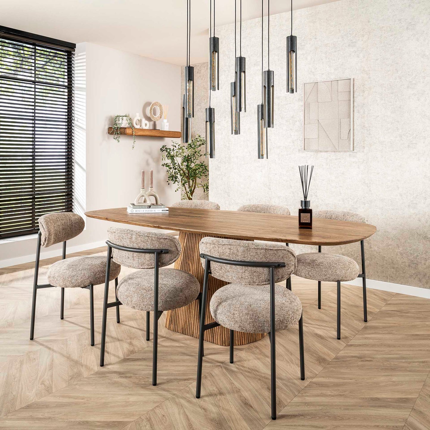 Moderner Esstisch Wave Säule 215 von lefurn.de mit massiver Platte und eleganter Säulenbasis für den Essbereich