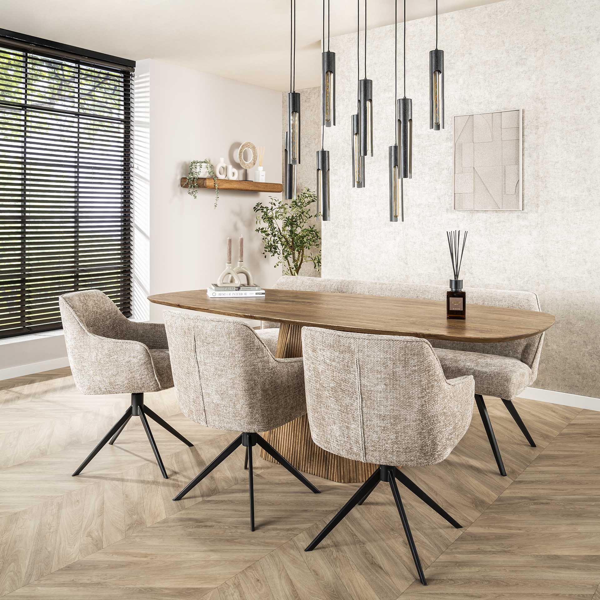 Moderner Esstisch Wave Säule 215 von lefurn.de mit glatter Oberfläche und stabilem Design für gemütliche Essbereiche.