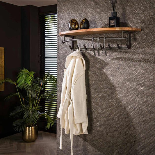 Runde Garderobe von lefurn.de mit acht Haken, aus Holz gefertigt, ideal für Flur oder Eingangsbereich