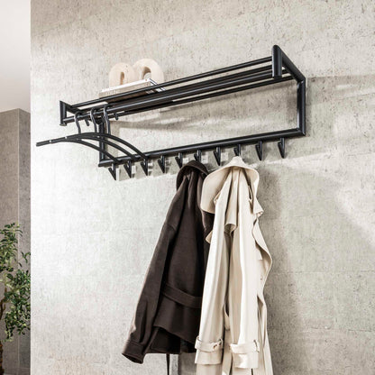 Garderobenstab von lefurn.de, langlebiges Metall, ideal für den Flur, mit 10 Haken für Jacken und Mäntel, modernes Design