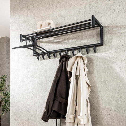Garderobenstab von lefurn.de, langlebiges Metall, ideal für den Flur, mit 10 Haken für Jacken und Mäntel, modernes Design