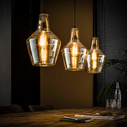 Hängelampe Braunglaskegel von lefurn.de mit klarer Glasfassung und eleganter Form, ideal für moderne Wohnräume