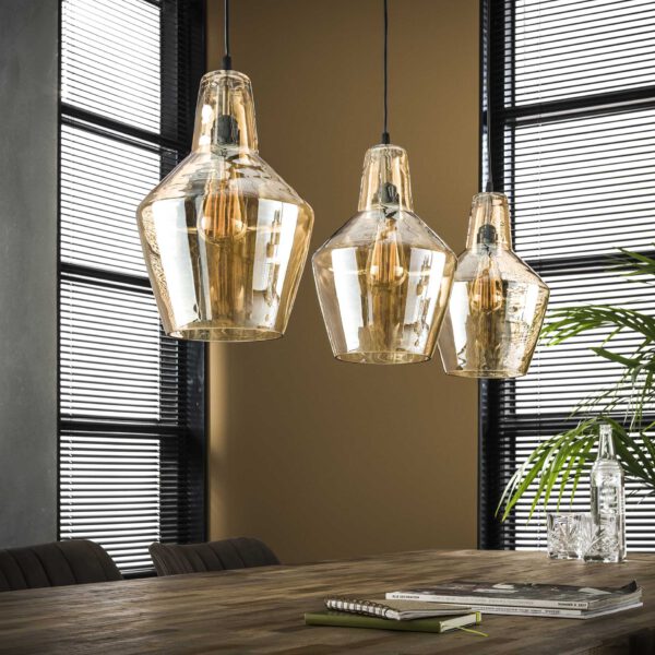 Hängelampe Braunglaskegel von lefurn.de mit kegelförmigem Glasdesign, ideal für moderne Innenräume.
